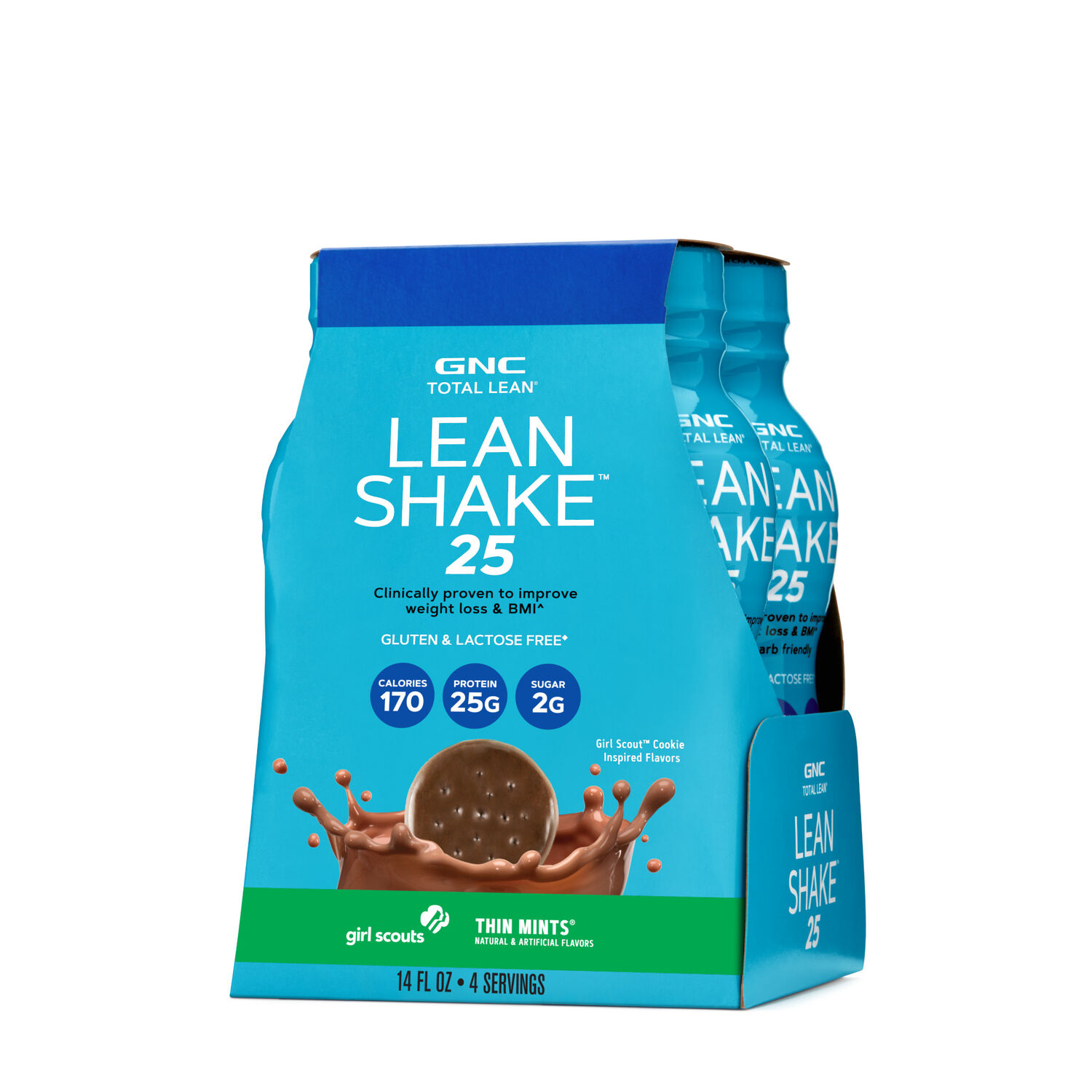 GNC Total Lean Lean Shake 25 Girl Scouts Thin Mints Protein Shake - 4 Pack